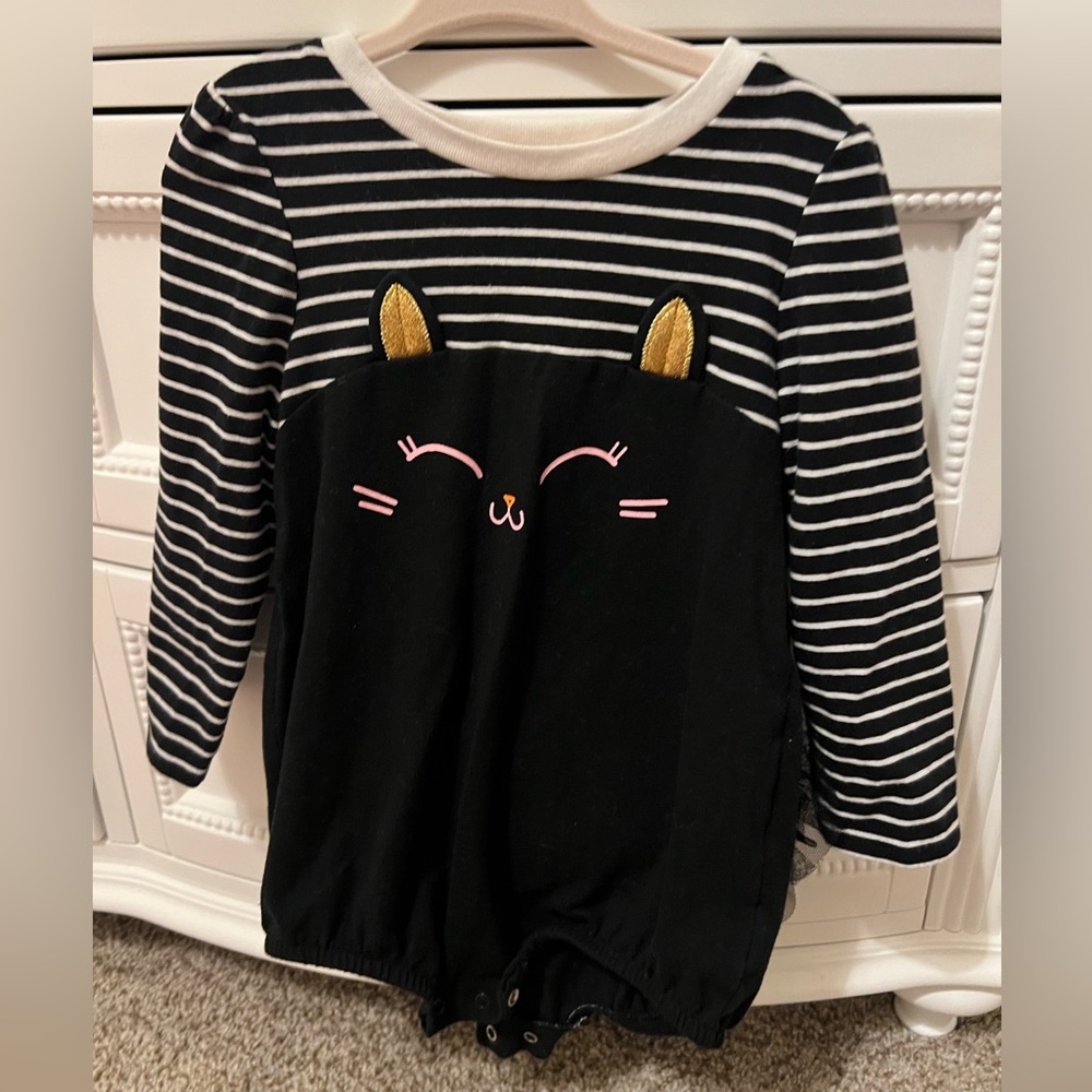Rare Cat & Jack Halloween cat tutu bum onesie